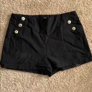 Black with gold buttons high wasted shorts